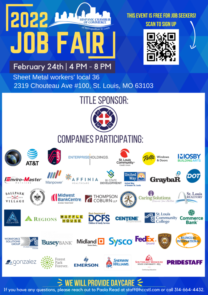 Hispanic Chamber of Commerce of Metropolitan St. Louis Job Fair, Thursday, February 24th, 2022