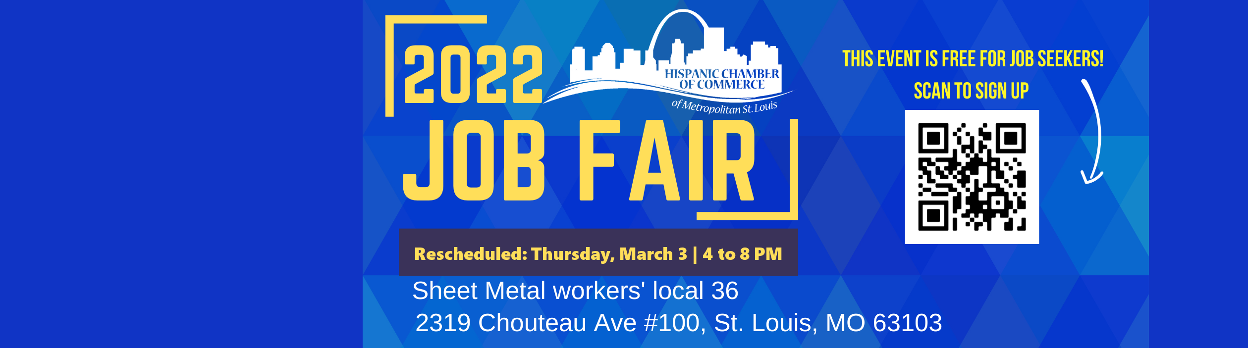 Hispanic Chamber of Commerce of Metropolitan St. Louis Job Fair, Thursday, March 3rd, 2022 Banner